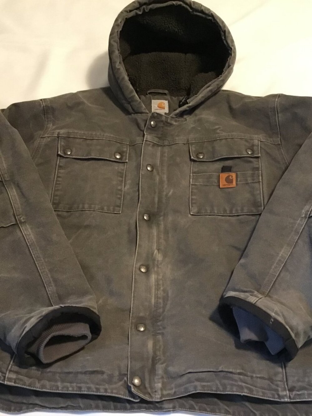 Carhartt Bartlett Jacket Men's 2XL Sherpa Lined Duck Canvas 102285 039 Gray